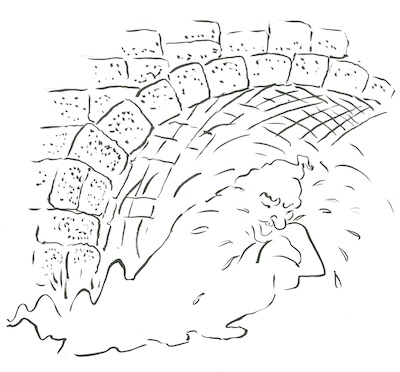 Grafik niwawnswe Geits unter der Brücke