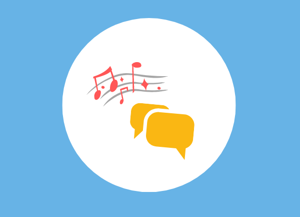 Musiknoten und Sprechblase / groß